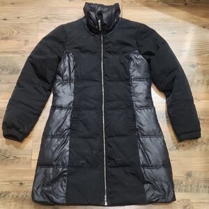 Tech Monochrome Utility Chic High Neck Black Stealth Wealth Puffer Small 40 4